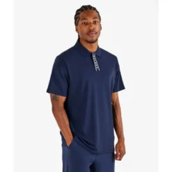 Evergreen Block Placket Pique Herre Navy
