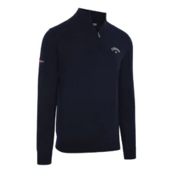 Merino Blend Quarter Zip Logogenser Navy