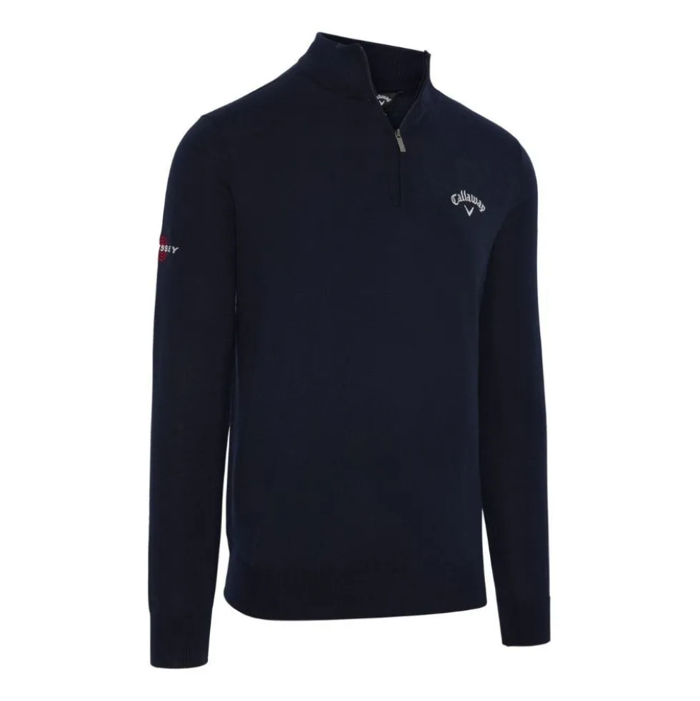 Merino Blend Quarter Zip Logogenser Navy