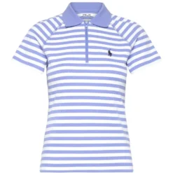 RLX Striped Cable Quarter Zip Pique Dame Blå/Hvit